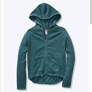 PINK knit high low full zip sweater